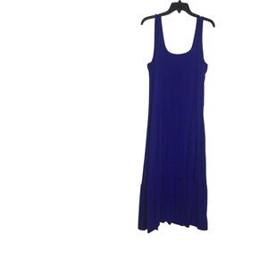 Jason Wu Maxi Dress Womens Large Blue Sleeveless Smocked Stretch Flowy Summer